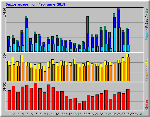 Daily usage for February 2019
