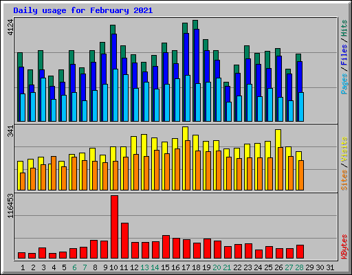 Daily usage for February 2021