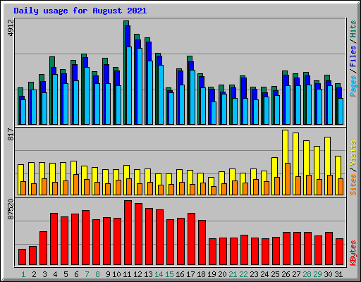 Daily usage for August 2021