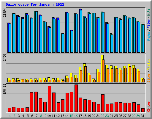 Daily usage for January 2022
