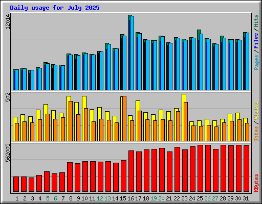 Daily usage for July 2025