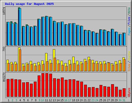 Daily usage for August 2025