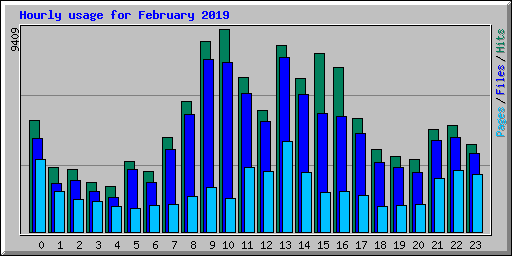 Hourly usage for February 2019